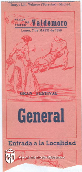 Entrada de corrida de toros - Año 1956