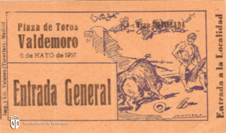 Entrada de corrida de toros - Año 1957