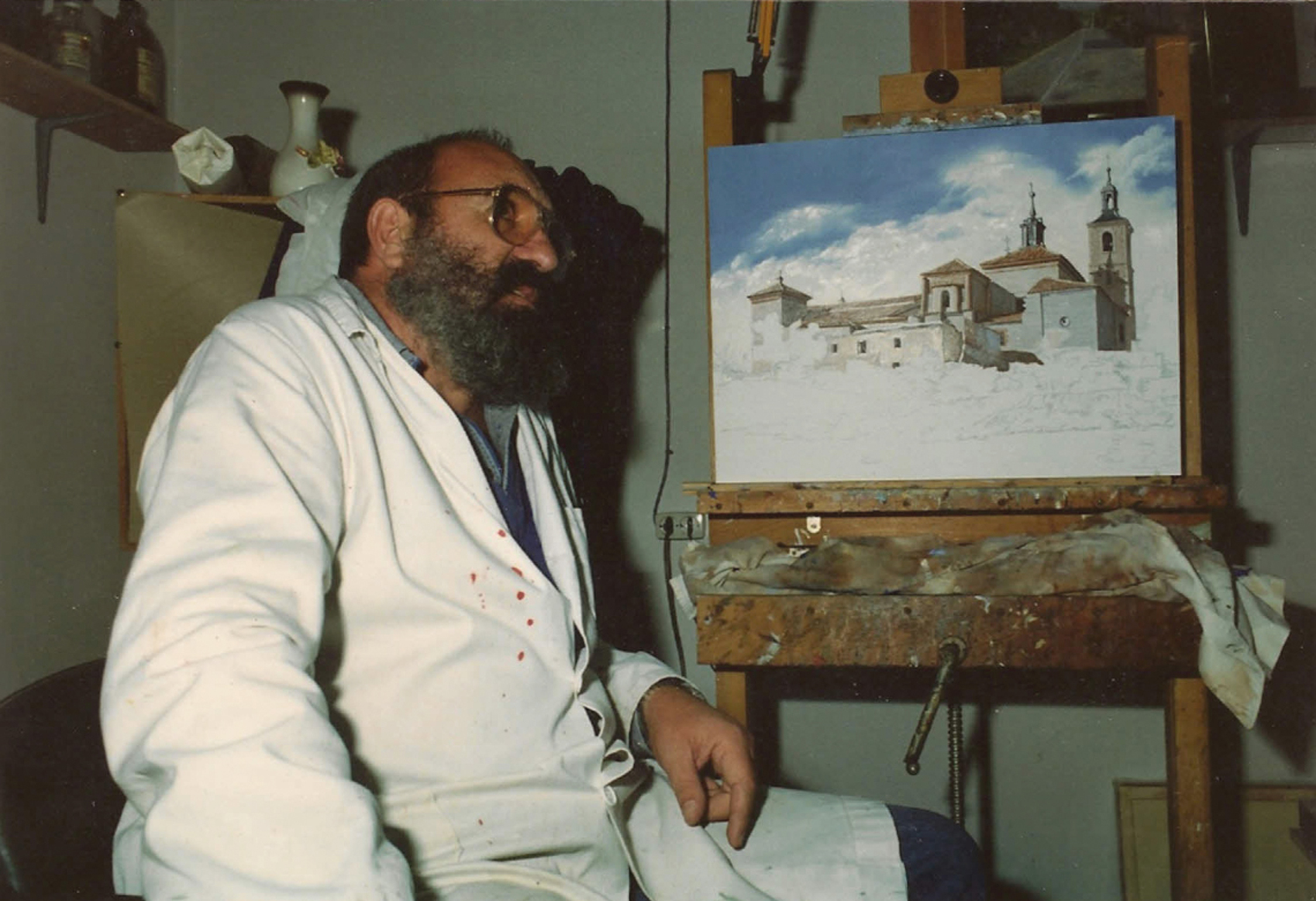 Juan Prado en su estudio de Valdemoro año 2000 aprox
