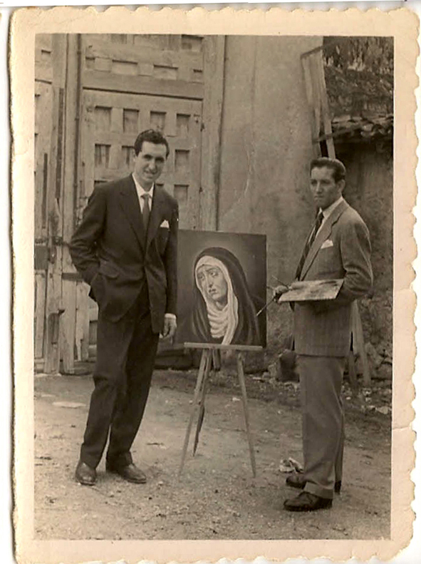 Juan Prado junto a un amigo pintor