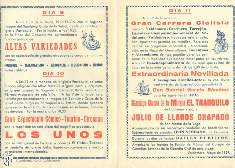 Páginas centrales del programa de fiestas - Año 1959