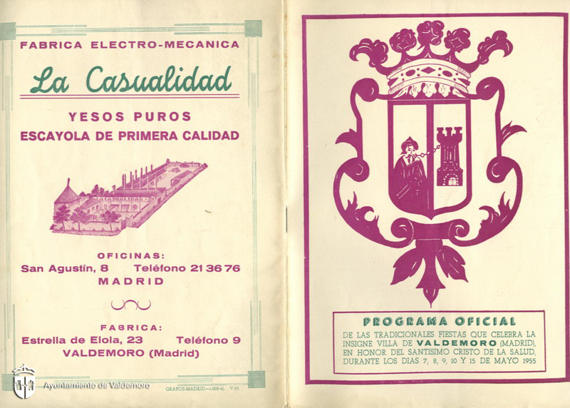 Portada y contraportada del programa de fiestas - Año 1955